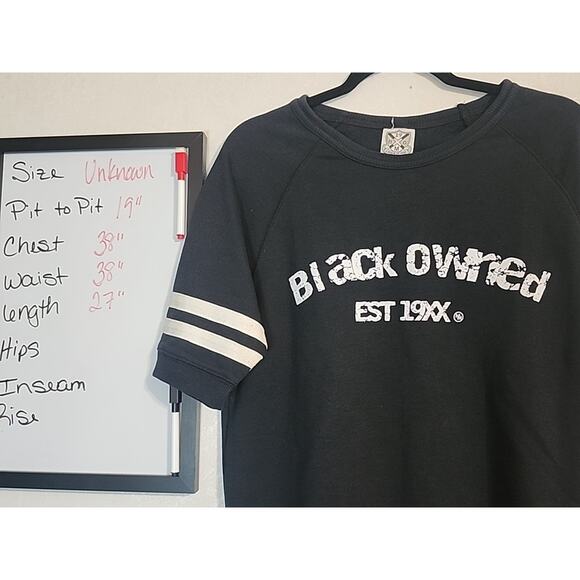 A State Of Mind Black Owned 19XX Womens Fleece Top Black Jersey Stripe Short - Picture 3 of 7